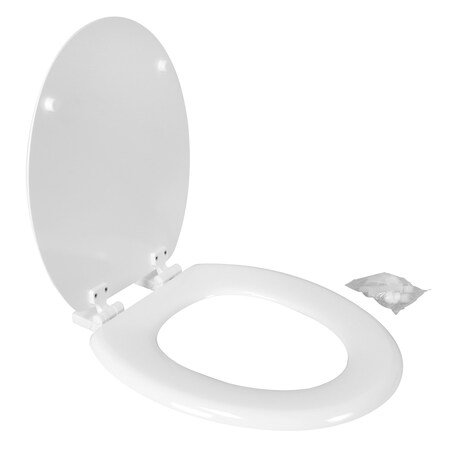Prime-Line Toilet Seat Wood Standard Duty Round Quick Hinge Plastic Hinge (Single Pack) MP56265